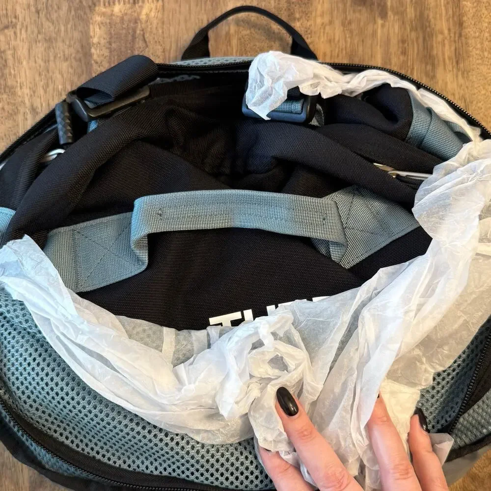 The North Face Gilman Duffel Bag Packable Travel Round Medium Black/Blue 71L